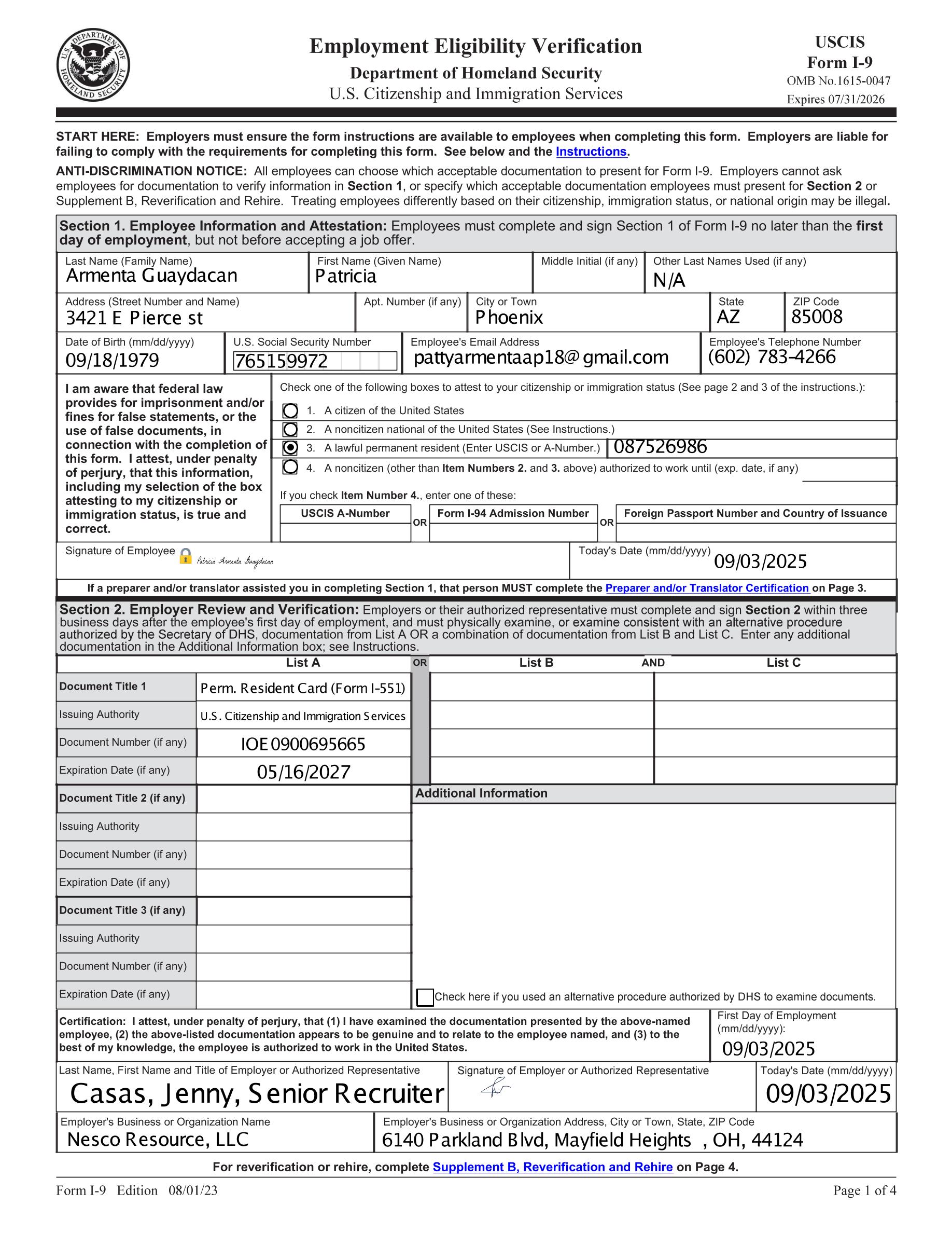 USCIS Form I-9