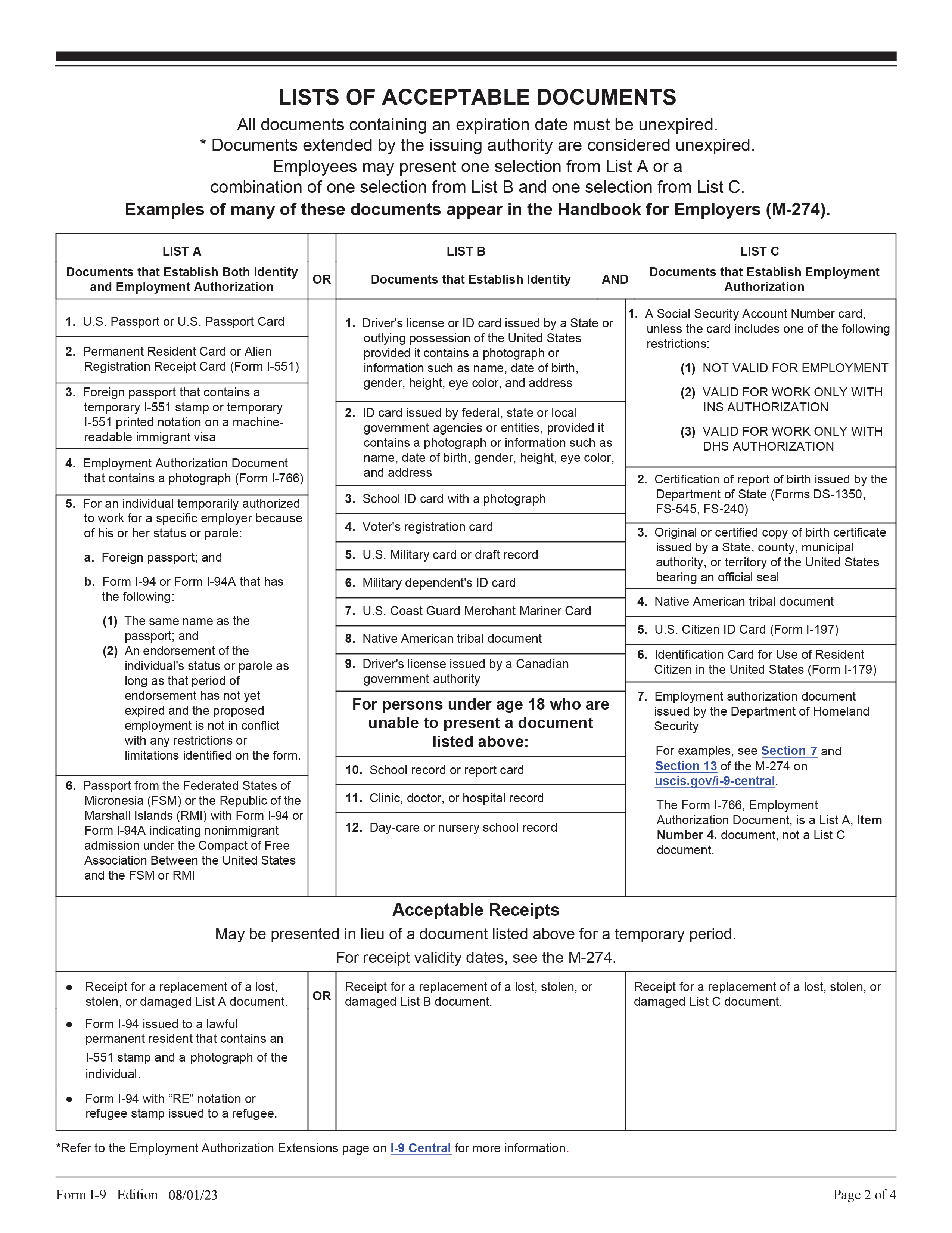 545 Form USCIS Form I-9